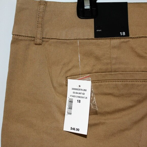 Womens Shorts Size 18 New High Rise Tan Beige Walking Minimalist Cotton Blend - Picture 3 of 3